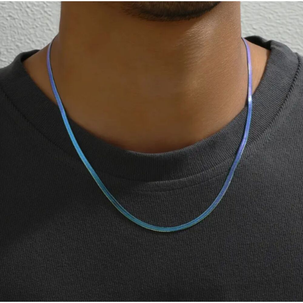 Men's Gradient Colored Stainless steel Necklace 22"